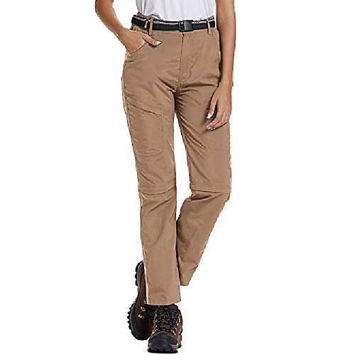 

women's outdoor anytime quick dry cargo pants convertible hiking camping fishing zip off stretch trousers dark khaki 32
