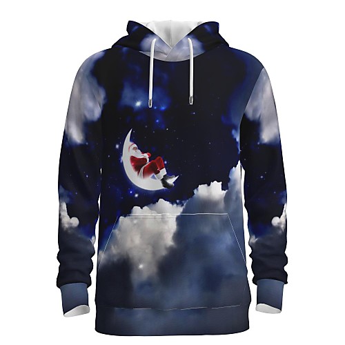 

Men's Pullover Hoodie Sweatshirt Galaxy Graphic 3D Front Pocket Christmas Daily 3D Print 3D Print Christmas Hoodies Sweatshirts Navy Blue