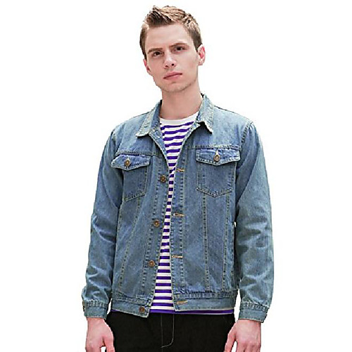 

men's classic jean jacket with double flap chest pockets blue 36