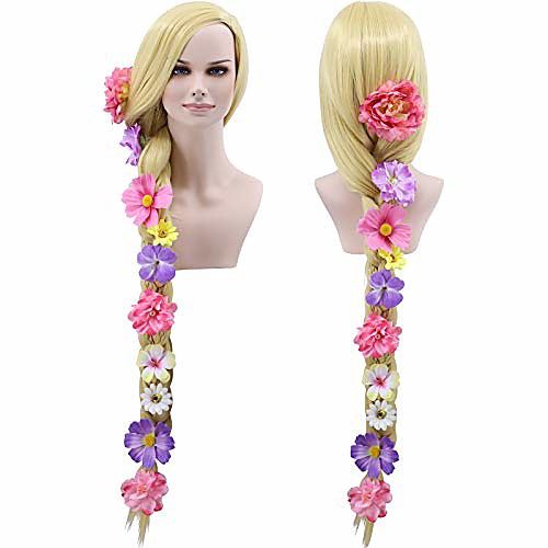 

womens long braids blonde costume wig without flowers (adult braid)