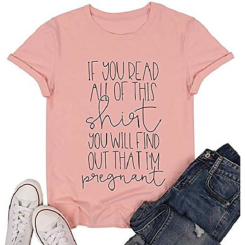 

you will find out that i'm pregnant shirt top women cute funny graphic print letter shirt tee size xl (pink)