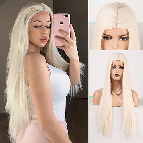 

Cosplay Costume Wig Synthetic Wig Straight Natural Straight Middle Part Wig Royal Blue Synthetic Hair Women's Odor Free Fashionable Design Soft Blue