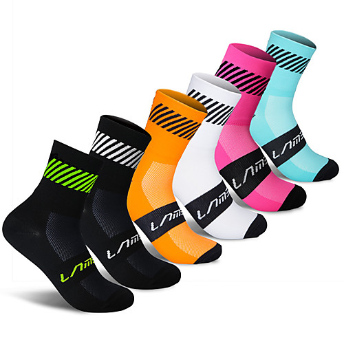 

Compression Socks Women's Men's Bike / Cycling Soft Stretchy Sweat wicking 1 Pair Stripes Cotton White Blue Pink M L / Athleisure