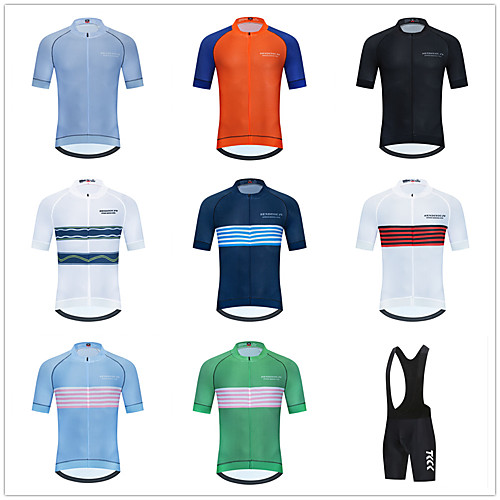 

Women's Men's Short Sleeve Cycling Jersey with Bib Shorts Red and White PinkGreen BlueOrange Stripes Solid Color Bike Breathable Quick Dry Sports Stripes Mountain Bike MTB Road Bike Cycling