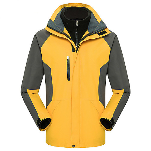 

Men's Hiking Jacket Winter Outdoor Patchwork Waterproof Windproof Warm Soft Jacket Top Softshell Camping / Hiking / Caving Traveling Black Yellow Red Blue Orange