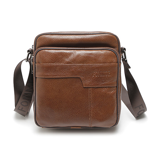 

Men's Bags Cowhide Crossbody Bag Zipper Solid Color Daily Outdoor 2021 Black
