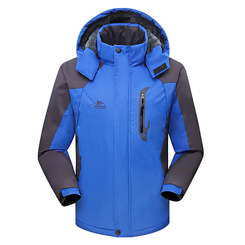 

Men's Hoodie Jacket Hiking Jacket Ski Jacket Winter Outdoor Patchwork Thermal Warm Waterproof Windproof Breathable Hoodie Winter Jacket Top Skiing Camping / Hiking Hunting Black Red Army Green Blue