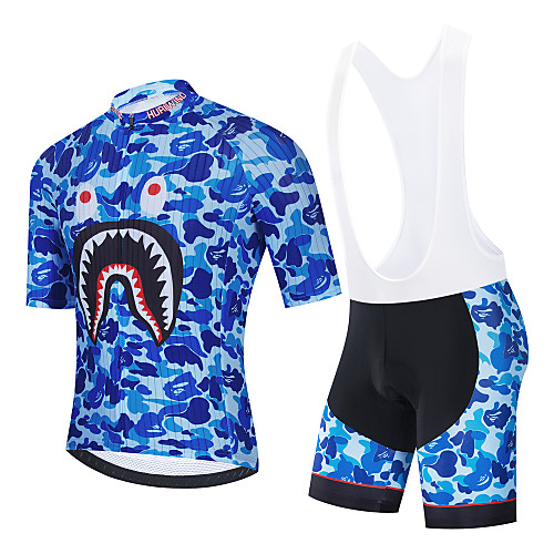 

21Grams Men's Short Sleeve Cycling Jersey with Bib Shorts Cycling Jersey with Shorts Black Blue BlackWhite Camo / Camouflage Bike Breathable Quick Dry Sports Graphic Mountain Bike MTB Road Bike