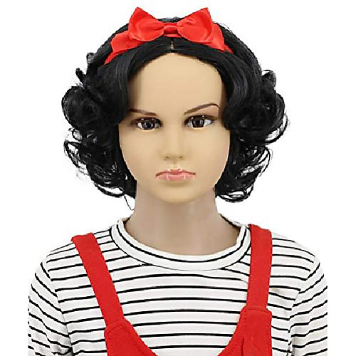 

karlery child kids short bob wave black wig halloween cosplay costume anime party wig(only wig)