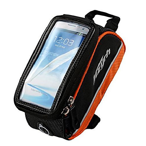 

bicycle frame pannier bag fashionable mountain bike front tube bag front phone holder (orange, s)