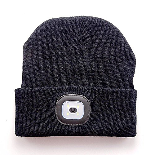 

black beanie headlight cap headlamp warm hat for outdoor indoor grilling running, hunting,camping