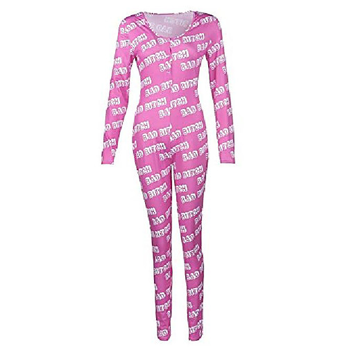 

sexy women onesie romper pajamas pants long sleeve bodycon jumpsuit bodysuit one piece sleepwear pjs (a-bad bitch,small)