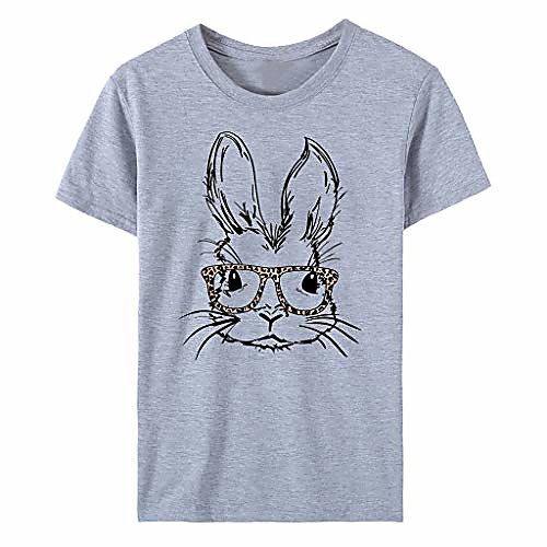

summer t-shirts for women funny bunny rabbit with leopard glasses print tees tunic tops sweatshirts blouses