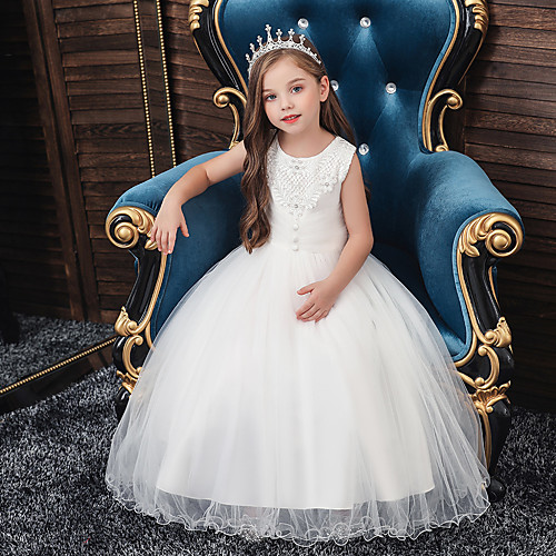 

Princess Flapper Dress Dress Party Costume Girls' Movie Cosplay Cosplay Costume Party White Purple Yellow Dress Christmas Children's Day New Year Polyester Organza