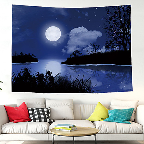 

Wall Tapestry Art Decor Blanket Curtain Picnic Tablecloth Hanging Home Bedroom Living Room Dorm Decoration Polyester Modern Moon Landscape