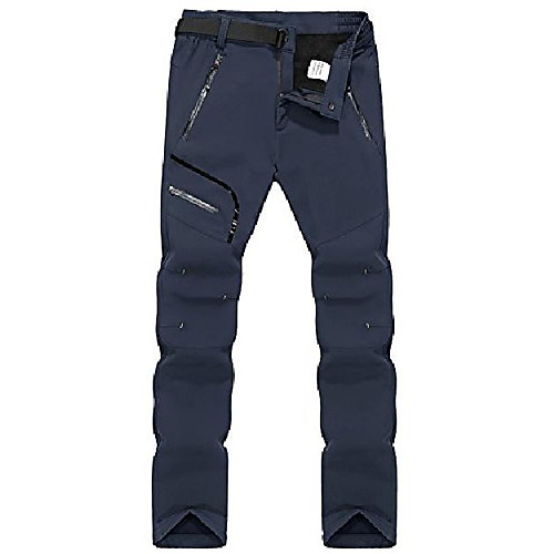 

men's outdoor fleece-lined soft shell hiking fishing ski snow pants insulated water and wind-resistant#0926m-blue,us xs