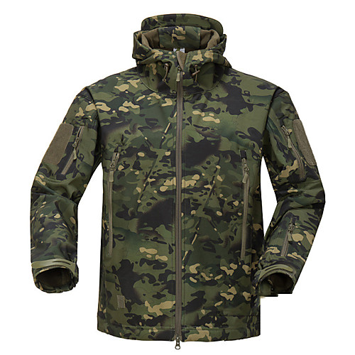 

Men's Hunting Jacket Outdoor Thermal Warm Waterproof Windproof Fleece Lining Fall Winter Spring Camo Coat Top Polyester Camping / Hiking Hunting Fishing Jungle camouflage Army Green Camouflage