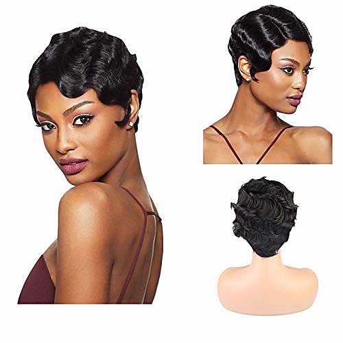 

dreampack wigs pixie cut brazilian short curls synthetic brazilian curly hair fully machine-made wigs black for woman 8inch