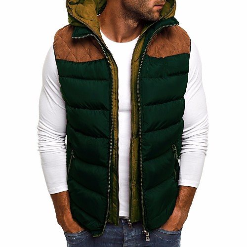 

Men's Vest Parka Striped Solid Colored POLY Black / Wine / Army Green S / M / L