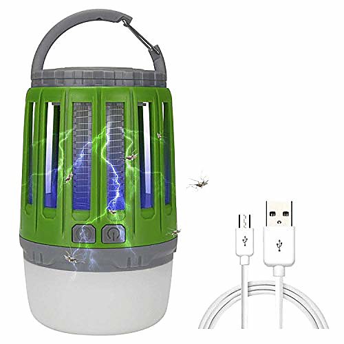 

rechargeable outdoor zapper with camping light, mosquitos repellent lamp led tent lantern with bug zapper usb charging for hiking insect control (green)
