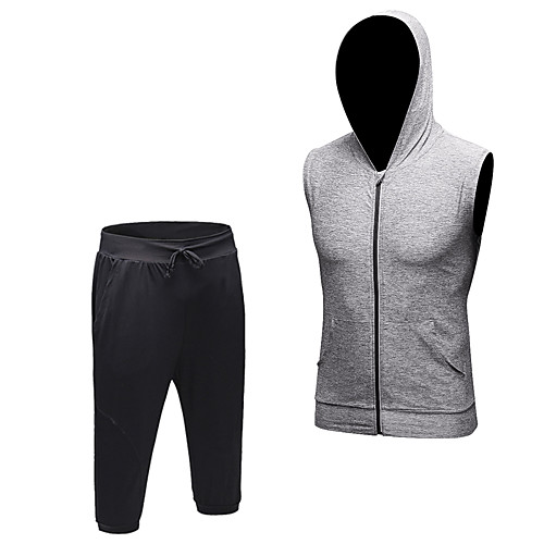 

Men's Patchwork Tracksuit Activewear Set Athletic Athleisure Sleeveless 2pcs Front Zipper Breathable Quick Dry Moisture Wicking Fitness Gym Workout Running Walking Jogging Sportswear Normal Outfit