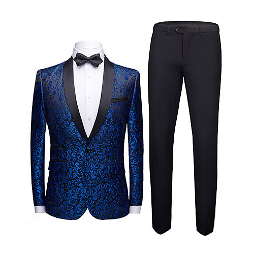 

Tuxedos Standard Fit Shawl Collar Single Breasted One-button Polyester Floral / Botanical