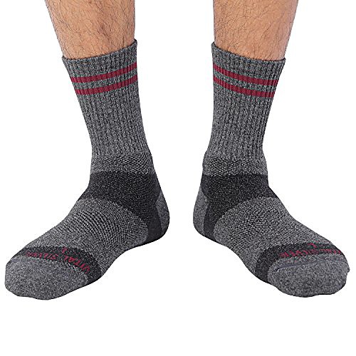 

vital salveo- bamboo charcoal outdoor merino wool hiking socks, dark gray (crew)-large