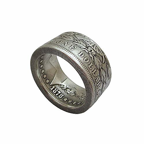 

coin ring handcraft rings vintage handmade from morgan dollar silver plated copy coin1878 eagle silver plated us size 9-16#