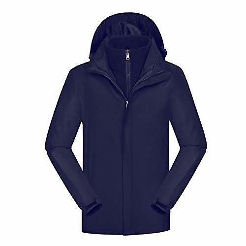 

men's ski jacket waterproof hoodie detachable breathable sport two-piece set outdoor sport coat(navy,l)