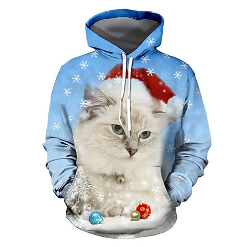 

Men's Pullover Hoodie Sweatshirt Graphic 3D Ugly Christmas Christmas 3D Print Casual Christmas Hoodies Sweatshirts Blue
