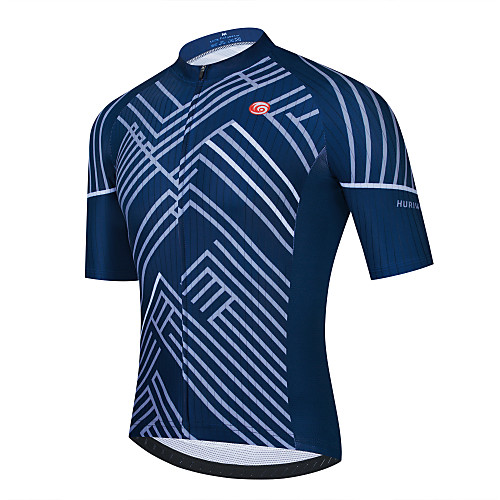 

21Grams Men's Short Sleeve Cycling Jersey Dark Navy Stripes Bike Jersey Top Mountain Bike MTB Road Bike Cycling Breathable Quick Dry Sports Clothing Apparel / Stretchy / Athletic