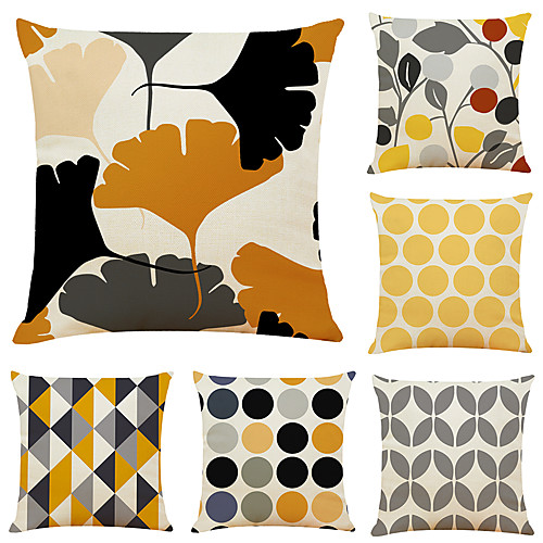 

Cushion Cover 6PC Linen Soft Decorative Square Throw Pillow Cover Cushion Case Pillowcase for Sofa Bedroom 45 x 45 cm (18 x 18 Inch) Superior Quality Mashine Washable