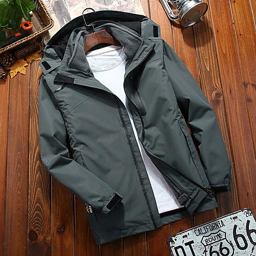 

Men's Hiking 3-in-1 Jackets Winter Outdoor Solid Color Lightweight Windproof Fleece Lining Breathable Winter Jacket Top Fleece Fishing Climbing Camping / Hiking / Caving Female / black Male / black