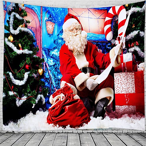 

Christmas Santa Claus Holiday Party Wall Tapestry Art Decor Blanket Curtain Picnic Tablecloth Hanging Home Bedroom Living Room Dorm Decoration Christmas Tree Gift Fireplace