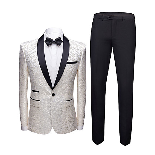 

Tuxedos Tailored Fit Shawl Collar Single Breasted One-button Polyester Jacquard