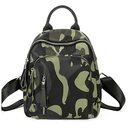 

Unisex Nylon School Bag Mini Backpack Large Capacity Waterproof Zipper School Outdoor Backpack Black Green