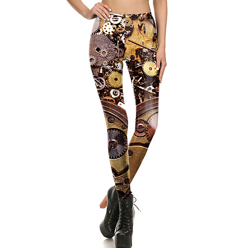 

Women's Sporty Comfort Skinny Gym Yoga Leggings Pants Patterned Full Length Print High Waist Yellow