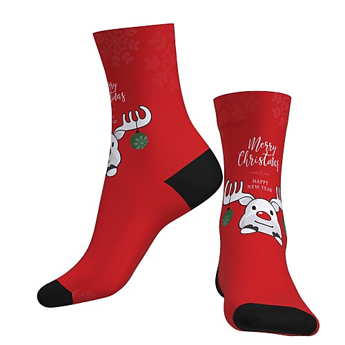 

Compression Socks Cycling Socks Women's Men's Bike / Cycling Breathable Soft Comfortable 1 Pair Graphic Christmas Santa Claus Cotton Red S M L / Stretchy / Mountain Bike MTB
