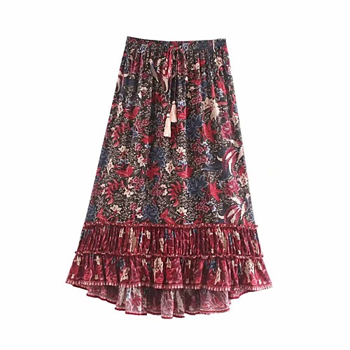 

Women's Causal Daily Active Streetwear Skirts Graphic Drawstring Red Green