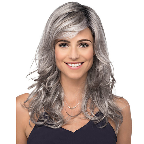 

Synthetic Wig Curly Natural Straight Asymmetrical With Bangs Wig Blonde Medium Length Light Blonde Silver grey Blonde Synthetic Hair Women's Classic Wedding Exquisite Silver Blonde