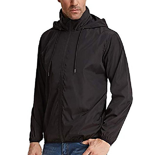

mens hooded rain jacket rain trench coat windbreaker lightweight (l,black)