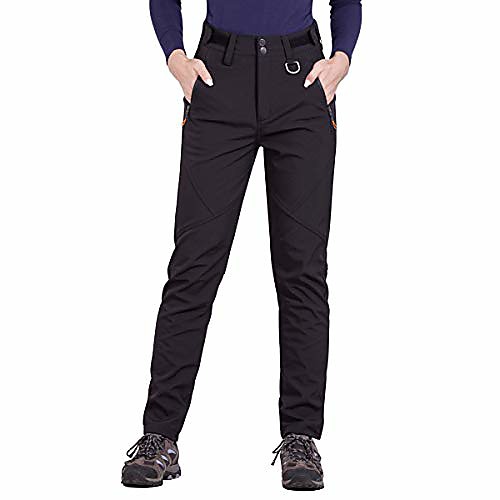 

outdoor women& #39;s water resistant windproof softshell pants hiking snow ski fleece lined pants & #40;black small& #41;