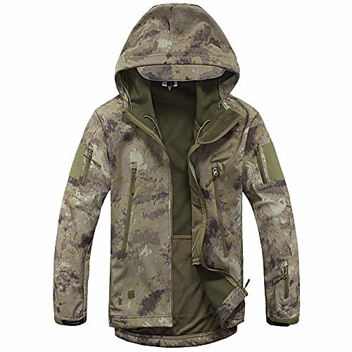 

outdoor hooded jacket,men's tactical army coat lightweight camouflage softshell waterproof hunting softshell fleece jacket,suitable for hiking, hunting, fishing, etc