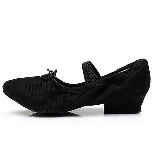 

Women's Ballet Shoes Heel Thick Heel White Black Red Elastic Band Adults'