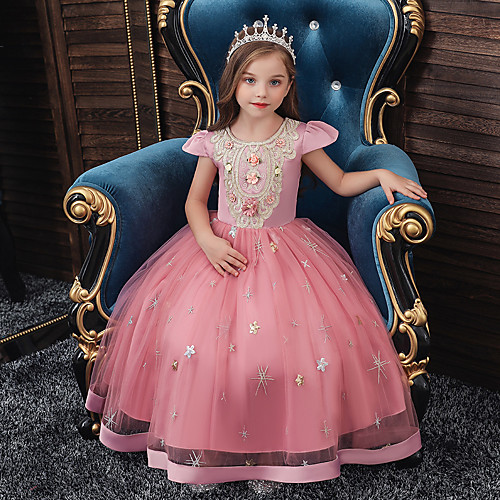 

Princess Flapper Dress Dress Party Costume Girls' Movie Cosplay Cosplay Costume Party Purple Yellow Red Dress Christmas Children's Day New Year Polyester Organza