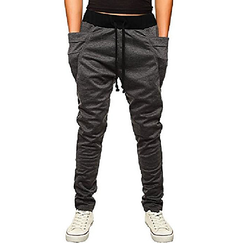 

men's causal jogger pants running trousers with pockets medium black
