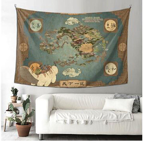 

Wall Tapestry Art Deco Blanket Curtain Picnic Table Cloth Hanging Home Bedroom Living Room Dormitory Decoration Polyester Fiber Comic Map