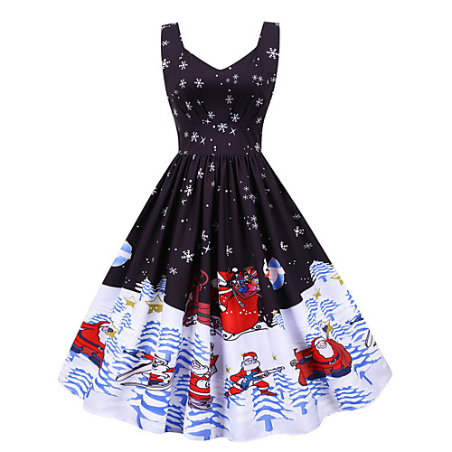 

Santa Claus Christmas Dress Women's Adults' Leisure Christmas Christmas Polyester Dress