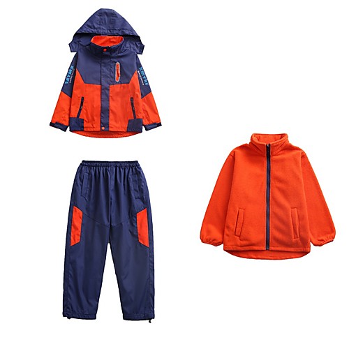 

Boys' Girls' Hiking 3-in-1 Jackets Winter Outdoor Patchwork Thermal Warm Waterproof Windproof Breathable Winter Jacket Top Hunting Fishing Climbing Orange / Kid's