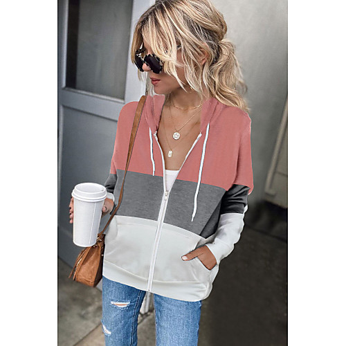 

Women's Hoodie Sweatshirt Solid Color Zipper Daily Sports Casual Hoodies Sweatshirts Black Blushing Pink Navy Blue